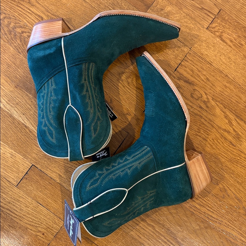 NWT & Box Tony Lama Dark Green Suede Western Boots - Picture 8 of 15